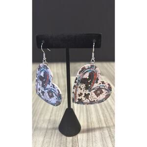 Heart shaped faux Leather earrings